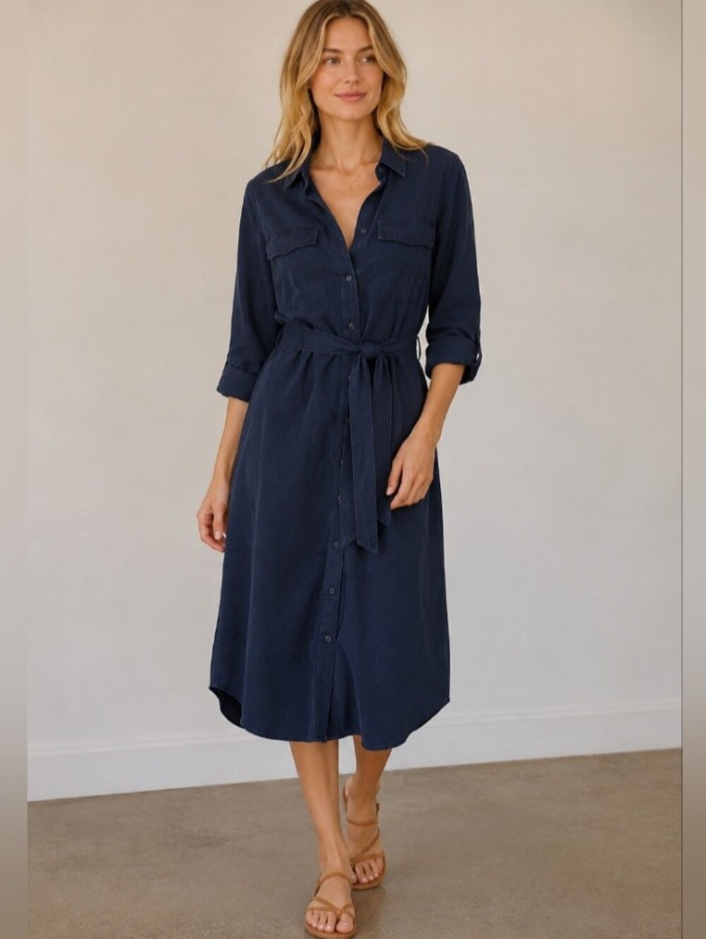 Banana Republic Long Sleeve Denim Midi Shirt Dress Size 16 NEW NWT